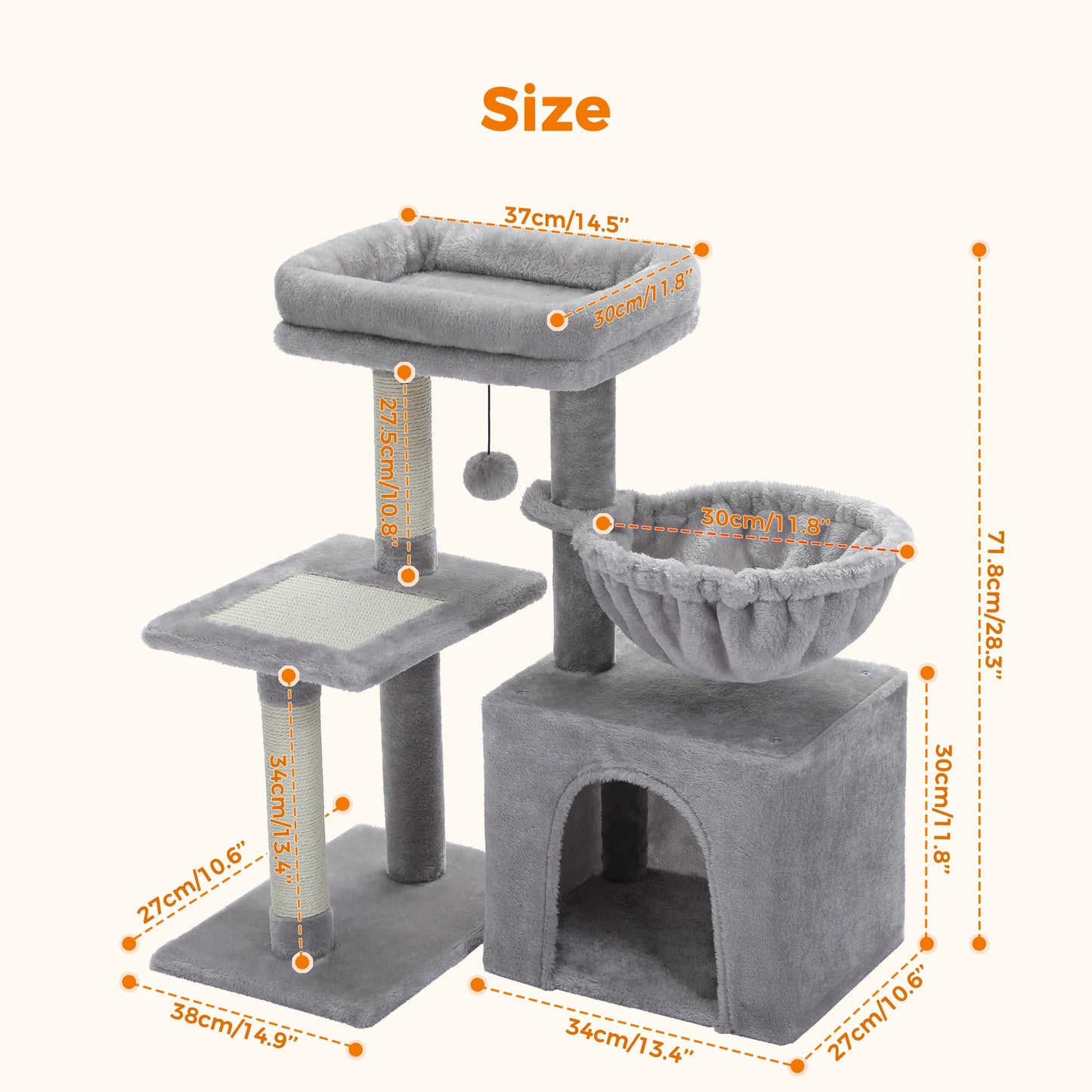 Cat Tower with Large Hammock