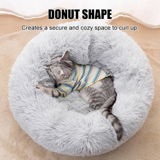 Round Plush Bed for Dogs & Cats